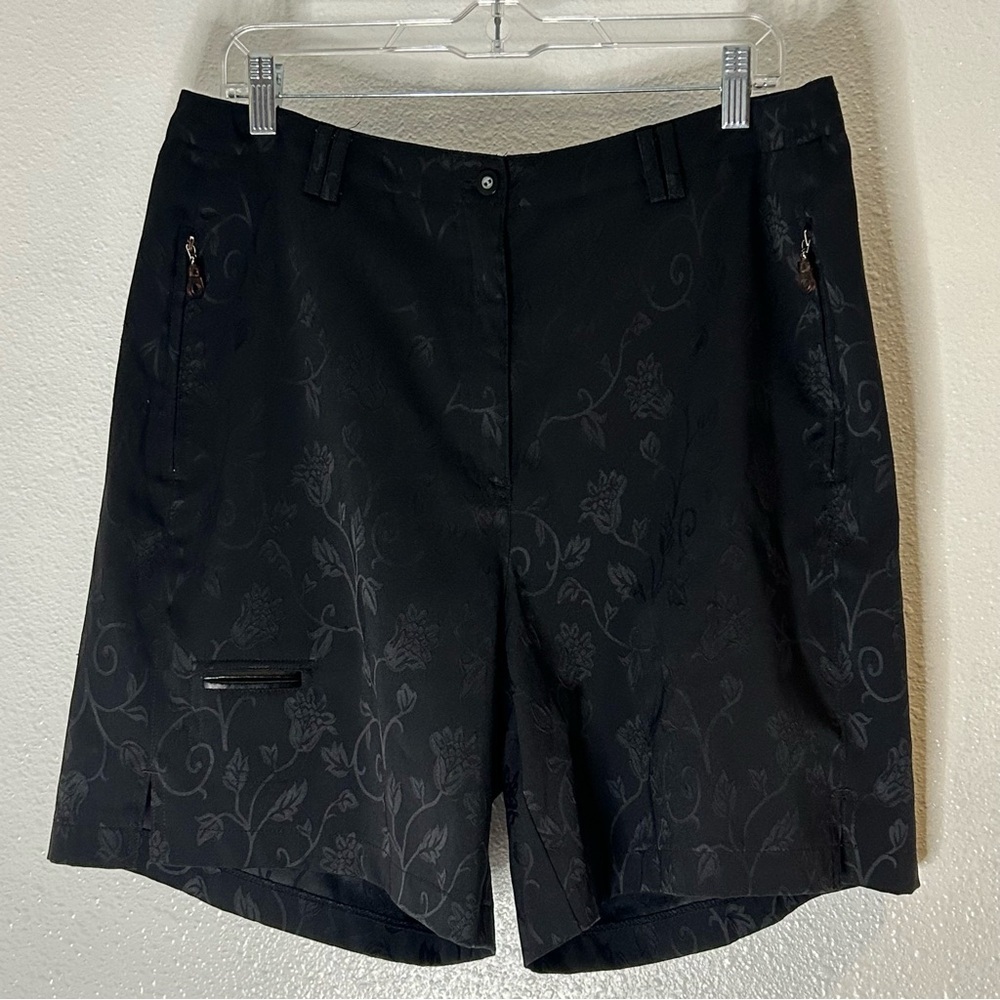 Jamie Sadock Black Floral Women's Shorts Size 14